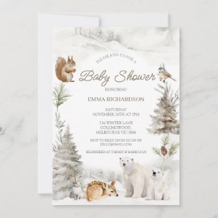 Beer Cub Woodland Winter Baby shower Uitnodiging