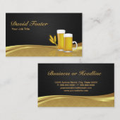 Beer Cup Glass Wheat - Elegant Black Gold Damask Visitekaartje (Voorkant / Achterkant)