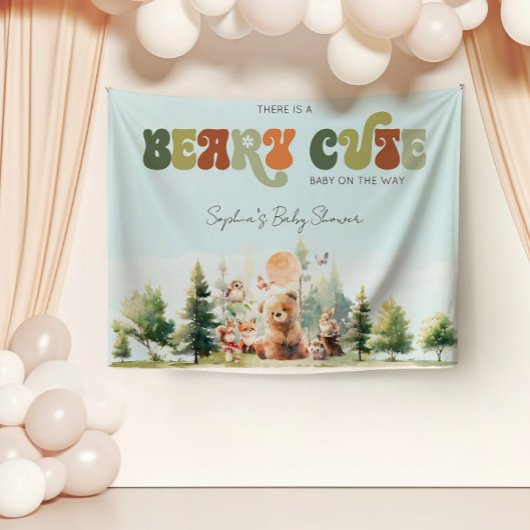 Beer cute bos babyshower wandkleed