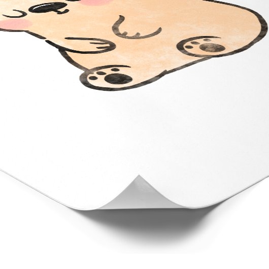 Beer cute kinderkamer kunst poster (Hoek)