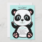 Beer Cute Panda over Licht Blauwgroen Blauwe Dag Kaart (Voorkant)