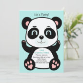 Beer Cute Panda over Licht Blauwgroen Blauwe Dag Kaart (Staand voorkant)