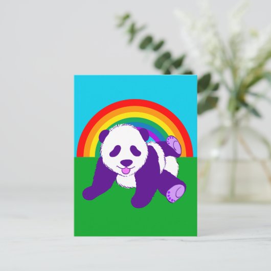 Beer Cute Rainbow Panda Briefkaart (Staand voorkant)