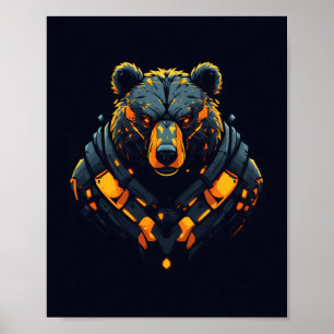 Beer Cyberpunk Mecha Neon Gaming Poster