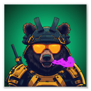 Beer Cyberpunk Samurai Mecha Mascotte Sticker Foto Afdruk