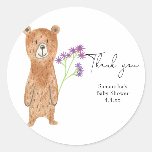 Beer dank u baby shower ronde sticker (Voorkant)