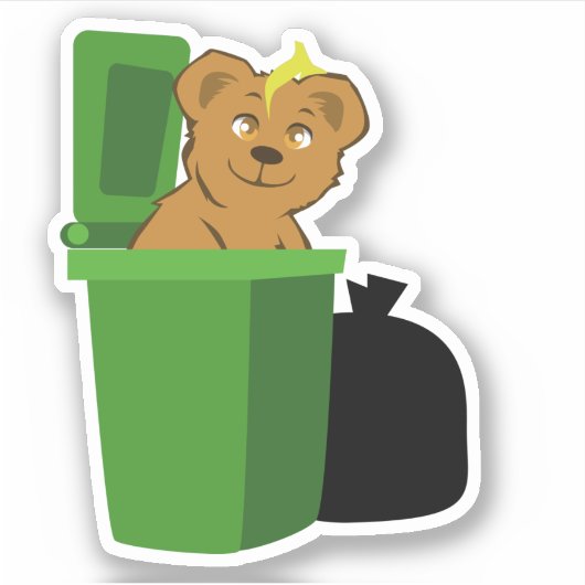 Beer dat de vuilnisbak doorbreekt sticker (Voorkant)