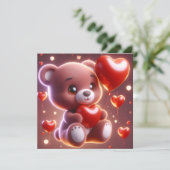 beer dat een hart vasthoudt voor Valentijnsdag Feestdagenkaart (Staand voorkant)