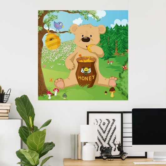 Beer dat honing eet poster (Thuiskantoor)