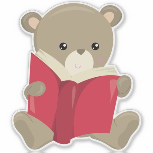 Beer dat naar school gaat, stutten Beer, bruin Bee Sticker (Voorkant)