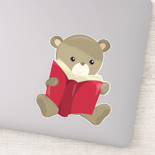 Beer dat naar school gaat, stutten Beer, bruin Bee Sticker