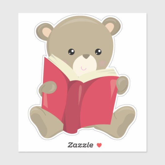 Beer dat naar school gaat, stutten Beer, bruin Bee Sticker (Vel)