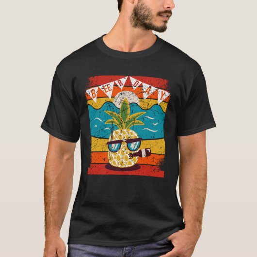 Beer Day beach pineapple and sunglasses beer runni T-shirt (Voorkant)