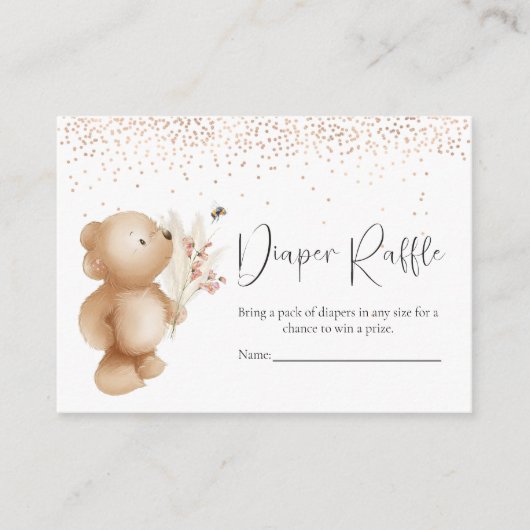 Beer & De Bee Luier Raffle Baby shower Game Informatiekaartje (Voorkant)