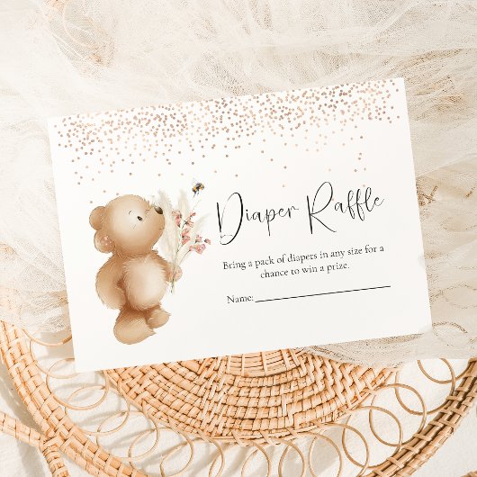 Beer & De Bee Luier Raffle Baby shower Game Informatiekaartje