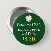 Beer Deal Irish Ronde Button 7,6 Cm (Voorkant /achterkant)