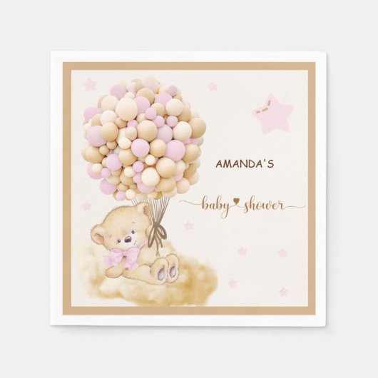  Beer Decor Baby Meisje Douche Roze Servet (Voorkant)