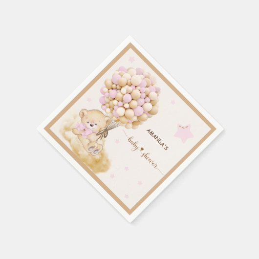  Beer Decor Baby Meisje Douche Roze Servet (Hoek)