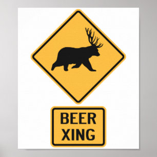 Beer Deer Beer Crossing Poster