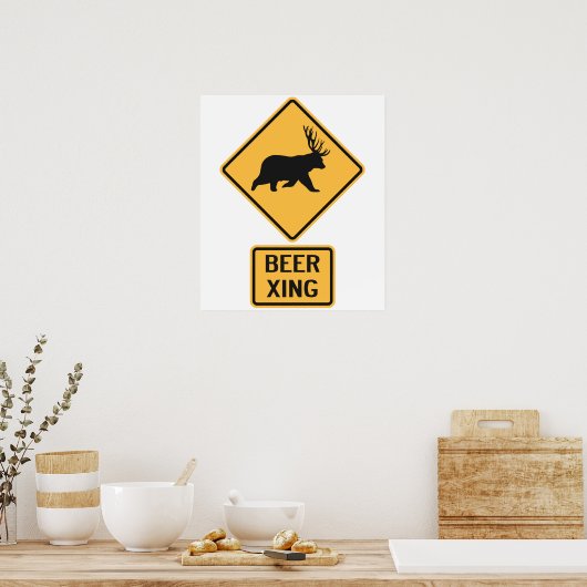 Beer Deer Beer Crossing Poster (Keuken)