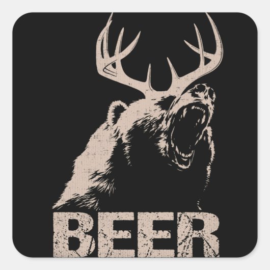 Beer Deer Beer Vierkante Sticker (Voorkant)