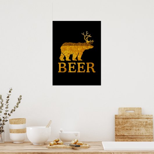 Beer Deer of Beer Bold Silhouette Poster (Keuken)
