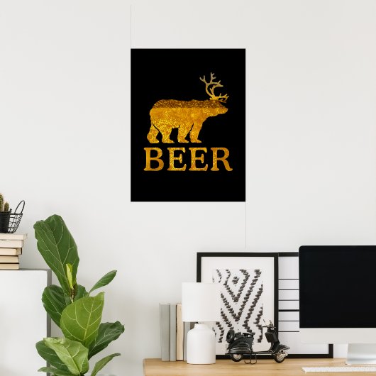 Beer Deer of Beer Bold Silhouette Poster (Thuiskantoor)