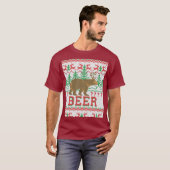 Beer Deer of Beer Kerstjumper Knitting T-shirt (Voorkant volledig)
