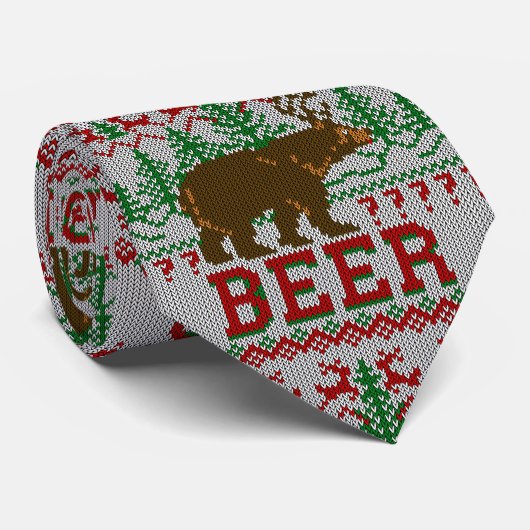 Beer Deer of Beer kerstjuweel Stropdas (Opgerold)
