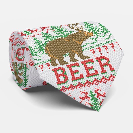 Beer Deer of Beer kerstjuweel Stropdas (Opgerold)