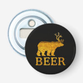 Beer Deer of Beer op bier Button Flesopener (Voorkant)