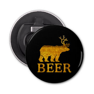 Beer Deer of Beer op bier Button Flesopener