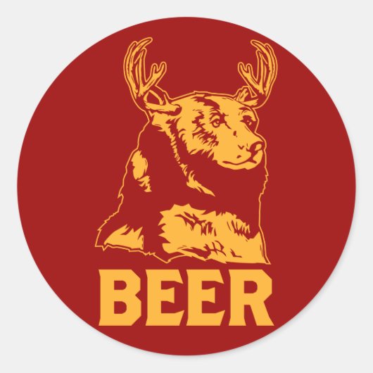 Beer + Der = Bier Ronde Sticker (Voorkant)