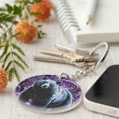 Beer Design Acryl Sleutelhanger Rond Paarse Blauw (Voorkant Rechts)