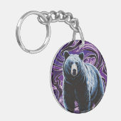 Beer Design Acryl Sleutelhanger Rond Paarse Blauw (Voorkant Links)