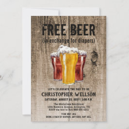 Beer & Diaper Mens Guys Baby Shower Party Kaart
