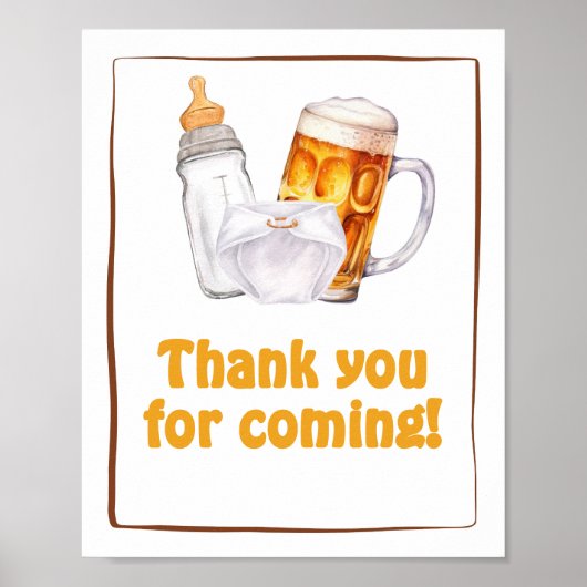 Beer Diaper Party Baby shower Bedankt voor je koms Poster (Voorkant)