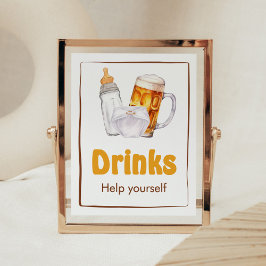 Beer Diaper Party Baby shower Drinken Poster