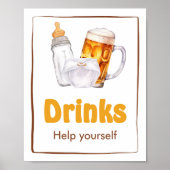 Beer Diaper Party Baby shower Drinken Poster (Voorkant)