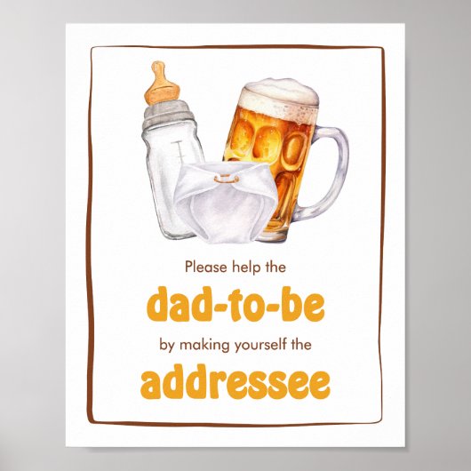 Beer Diaper Party Baby shower Envelope Station Poster (Voorkant)