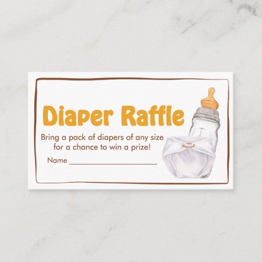 Beer Diaper Party Baby shower Luier Raffle Informatiekaartje (Voorkant)