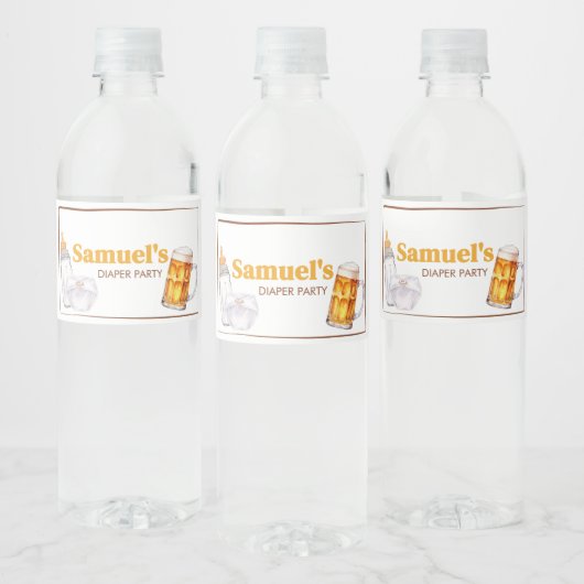 Beer Diaper Party Baby shower Waterfles Etiket (Flessen)