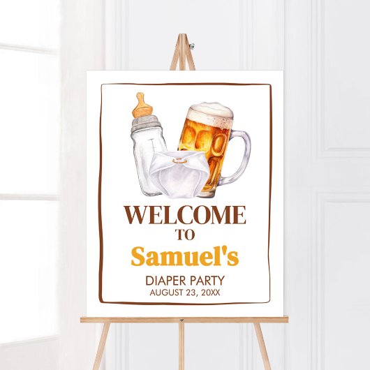 Beer Diaper Party Baby shower Welkom Poster