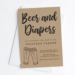 Beer & Diaper Party - Papa, Guy, Man Baby shower Kaart