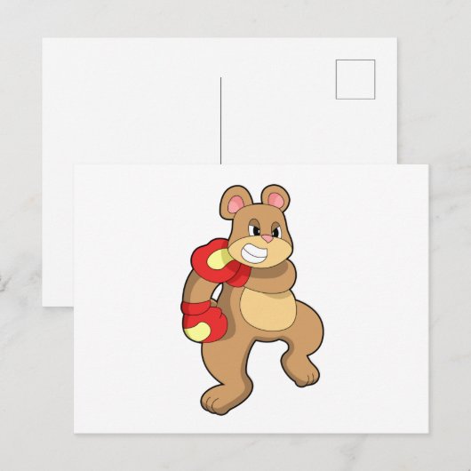 Beer die aan het boksen is met boks handschoenen briefkaart (Voorkant / Achterkant)