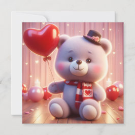 beer die een hart vasthoudt voor Valentijnsdag Feestdagenkaart