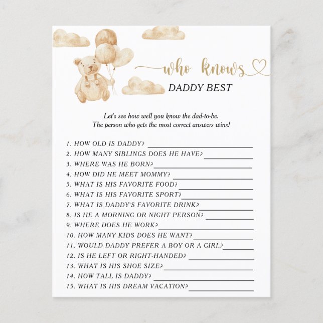 Beer die het beste pappa-spel kent (Voorkant)