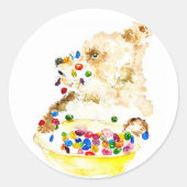 Beer die ontbijtgranen eet ronde sticker (Voorkant)