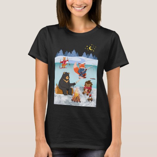 Beer die op de rivieroever vist t-shirt (Voorkant)