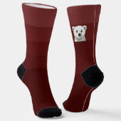 Beer die over de muur kijkt, donkerrode fluwelen S Sokken (Gebogen)